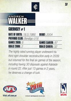 2010 Select AFL Champions #37 Andrew Walker Back